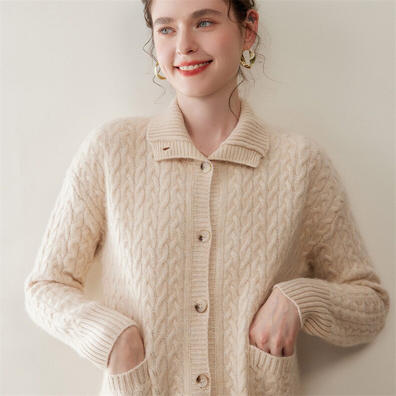 2025年秋季新款女士高领开衫，女装针织衫/毛衣，绒又羊绒