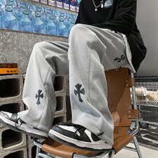 2026秋季高街十字架编织绳华夫格休闲裤长裤XZ604-KP54-P65控78，男装休闲裤，星座604