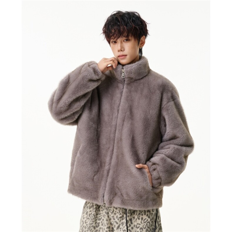 高品质环保水貂色毛一体外套男獭兔毛棉衣夹克毛绒上衣My666，男装夹克，星座903-1