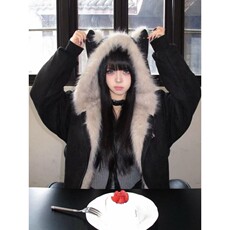 冬季抢新座山雕毛茸茸毛领棉服女个性潮流复古时髦百搭外套潮，男装棉衣，星座302B