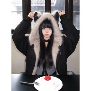 冬季抢新座山雕毛茸茸毛领棉服女个性潮流复古时髦百搭外套潮图片