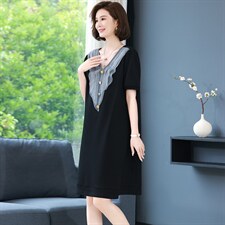 2022夏季新款时尚气质POLO领收腰显瘦休闲舒适连衣裙，女装连衣裙，丽影随形