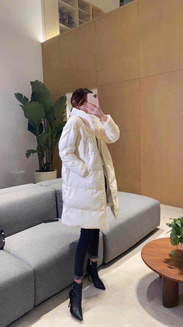 90绒领子编制羽绒服，女装羽绒服，米壹