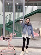 爆版牛仔狐狸毛领外套重工款，其它，金地雪