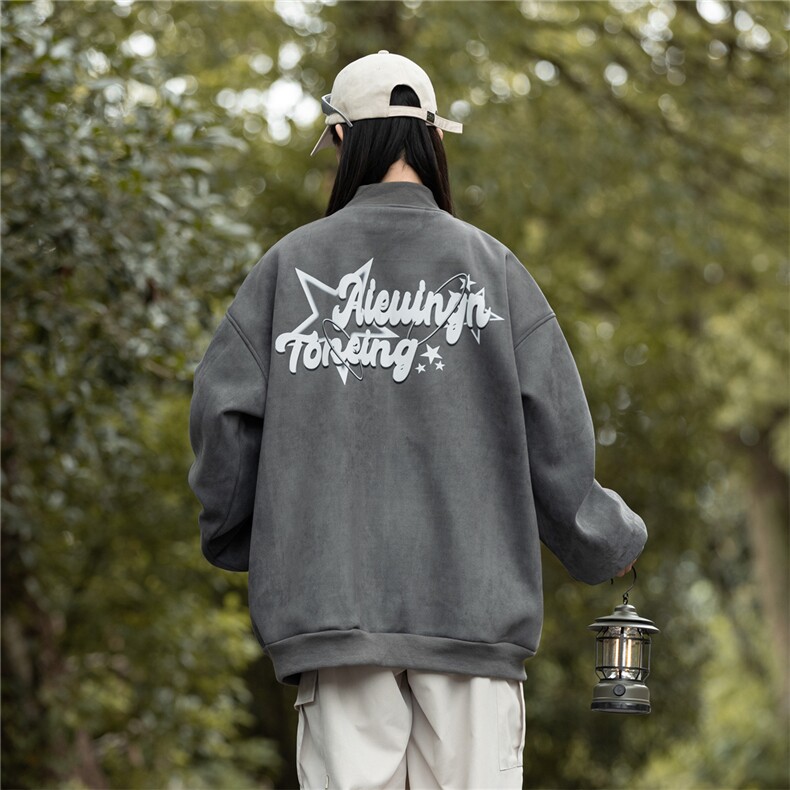 秋美式复古麂皮绒飞行棒球服中性风男女夹克外套JF251-P80控108,男装夹克,电商B370