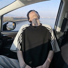 2026夏季新款三条杠270g华棉短袖T恤男DT6261-特P25建议零售价68，男装T恤，电商A001