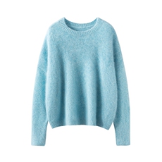 2025年秋季时尚百搭休闲花纱圆领加厚，女装羊绒衫，戎叶云台