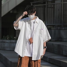 衬衫男短袖韩版潮流帅文艺2026夏季新款ins宽松百搭外套CY234-P39，男装T恤，星座412