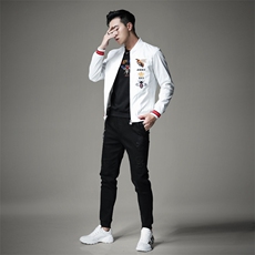 2021春秋款正常尺码徽章小蜜蜂刺绣男士棒球夹克衫55019-1，男装夹克，钱塘6007(原2006)