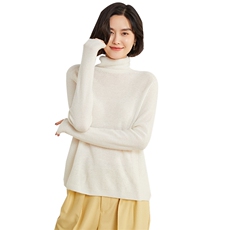 秋冬季35%羊绒休闲简约时尚百搭全无缝正反针堆领羊绒衫，女装羊绒衫，朝思羊绒