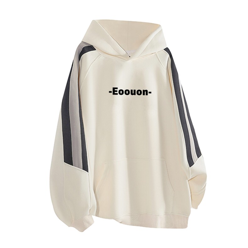 抖音得物美式全棉拼接织带撞色宽松潮连帽印花卫衣外套A1810，女装短外套，电商A443