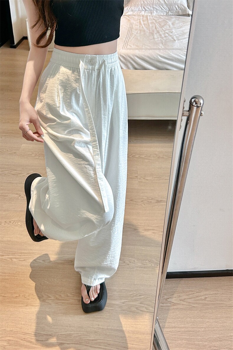 8XL-M白色不透肌理感透气垂感休闲裤男夏季阔腿裤长裤K9137P60,男装休闲裤,电商D206-1