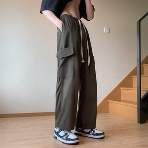 美式高街工装裤纯色宽松直筒贴标裤子KD238-P40图片