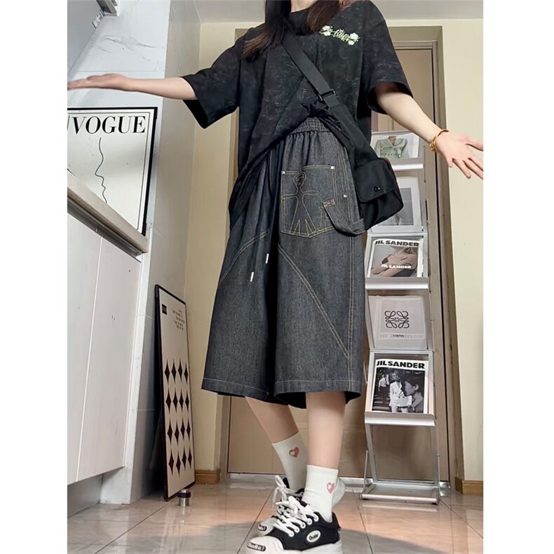 夏季新款电脑刺绣高品质水洗牛仔裤潮牌美式七分裤2557特批43,男装牛仔裤,电商C305A