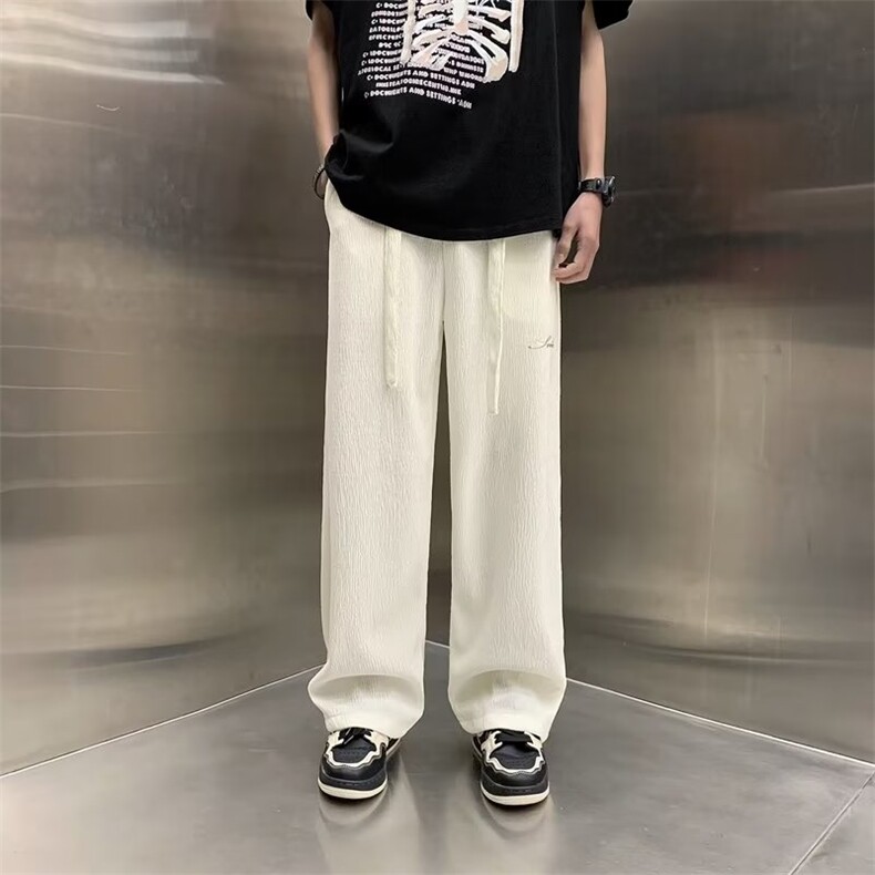 高品质~夏季垂感冰丝字母刺绣款休闲裤直筒西裤男KA226-P35,男装休闲裤,星座1109-3