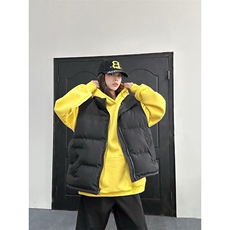 现货5W件冬季三防硬挺boxy短款立领棉衣马夹外套加厚马甲保暖棉服，男装棉衣，电商A486