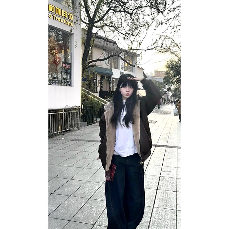 两面穿现货重磅短款座山雕棉衣男女双面穿毛毛绒棉服加厚外套,男装棉衣,电商A486-1