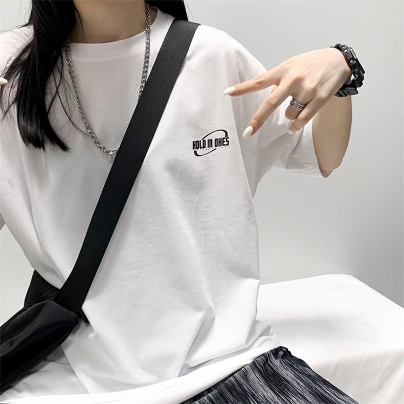 B2413-P38夏季圆领纯棉短袖湖蓝色英文简约百搭T恤潮男女情侣,男装T恤,星座1608