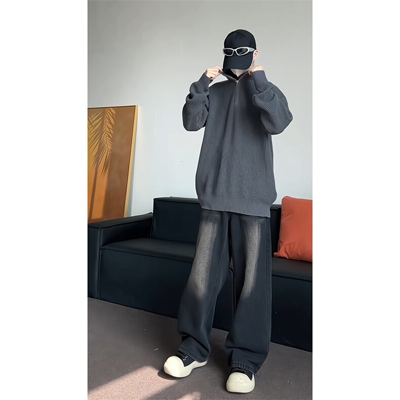 立领毛衣男针织衫外套内搭打底衫KD653-P55图片