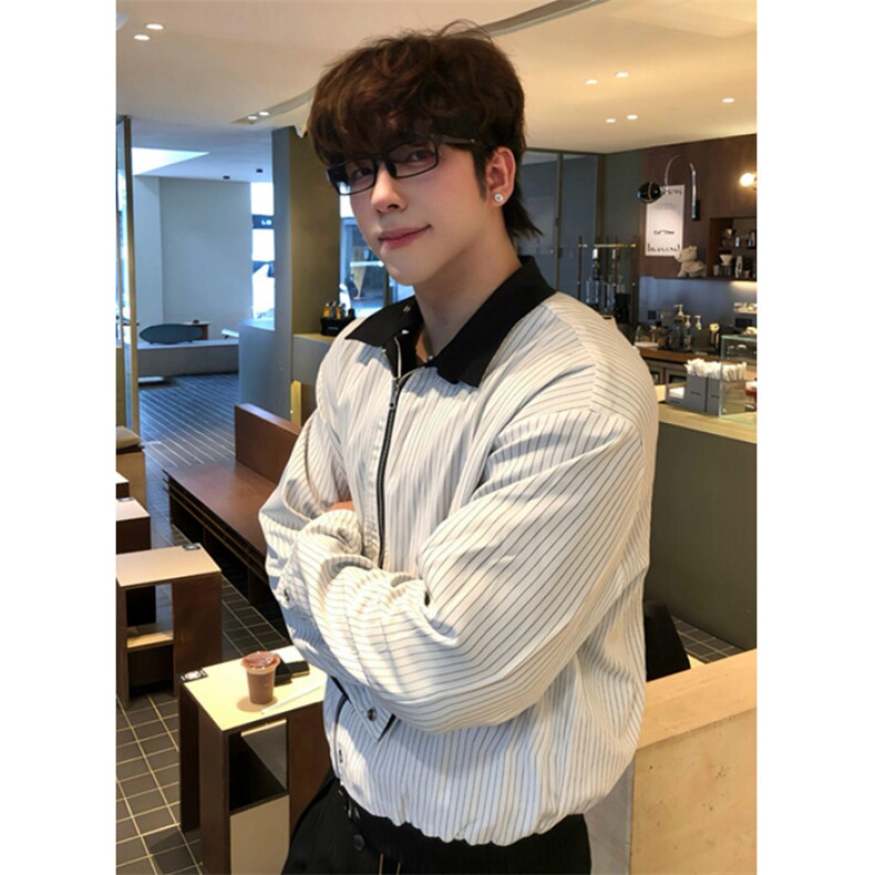 白条纹双面穿夹克外套男翻领简约韩版春秋冬季JK002,男装夹克,星座1116A（原606A-3）