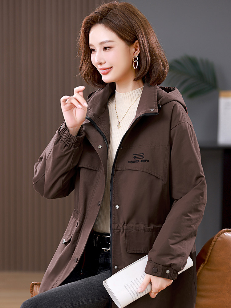 2025年冬季时尚潮流中长款休闲加绒加厚派克服,女装派克服,独衣靓