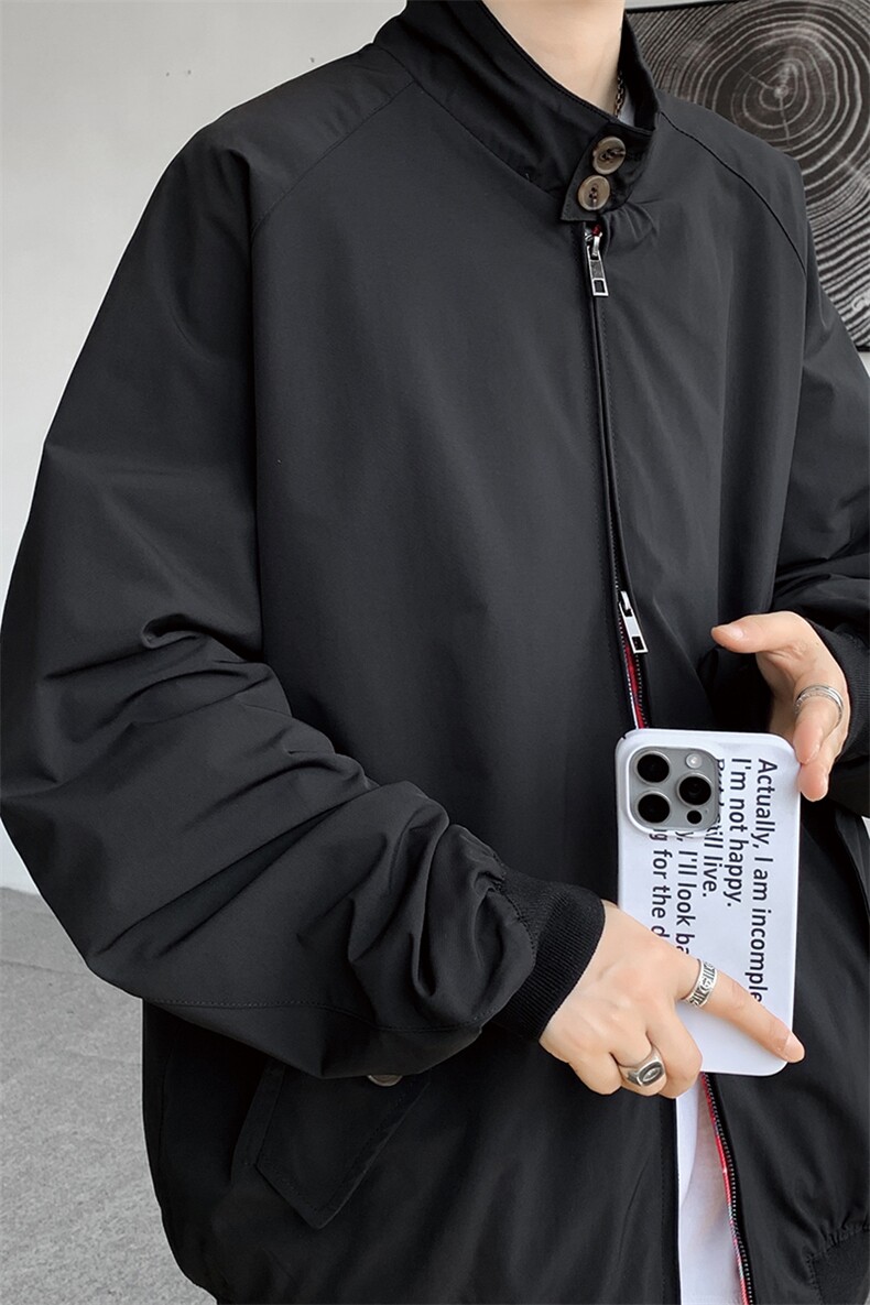 8XL-M美式复古棒球服外套男特大码潮牌双拉链立领夹克衫JK005P85,男装夹克,电商B312