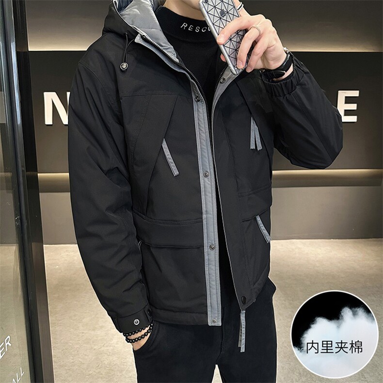加棉加厚男士连帽青年简约休闲二棉夹克外套S99151-P105常规90,男装夹克,星座310B-3