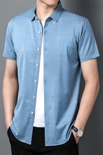 Z22023夏季青年2022男式薄款短袖衬衣修身休闲免烫透气衬衫P55，男装衬衫，电商B360