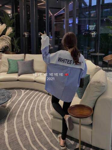 Simple.简希2021春季新款时尚卫衣拼接元素假两件，女装卫衣/绒衫，simple简希