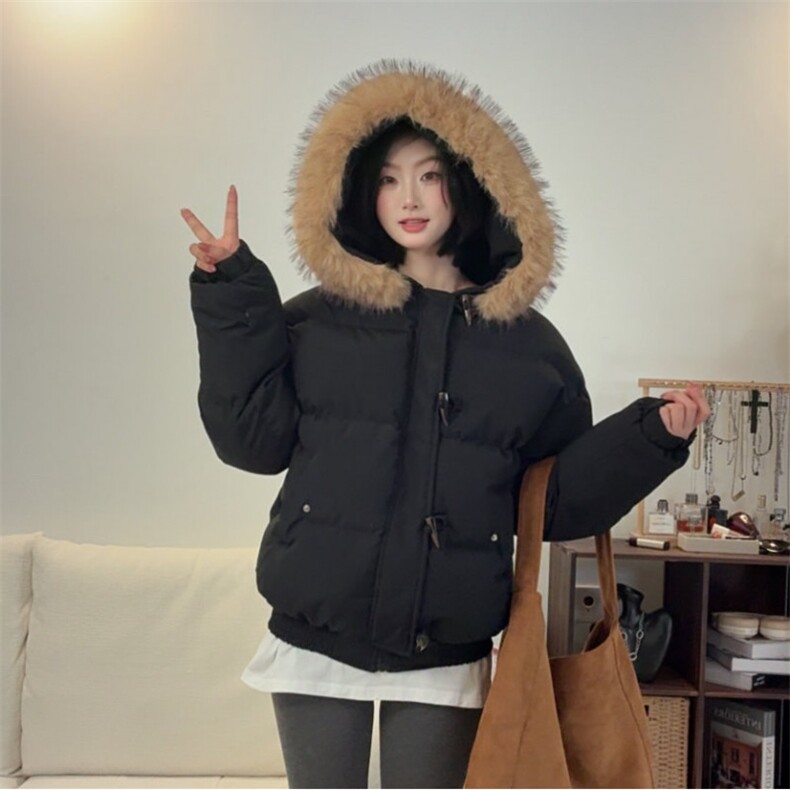 韩版纯色大毛领面包服情侣棉服514-923-P108,男装棉衣,星座514