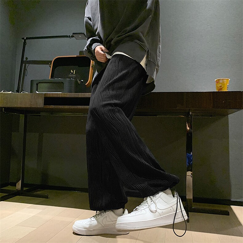 2024年春夏款高街酒店风慵懒褶皱波浪垂坠感潮男休闲裤,男装休闲裤,星座410-7