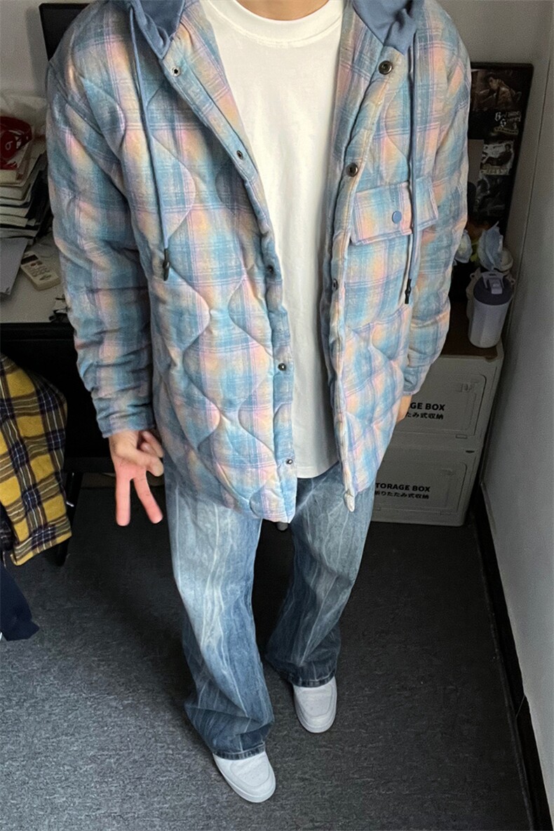 特P90无差价格子面包服线条设计棉衣-HY8311港风内景,男装棉衣,电商A003