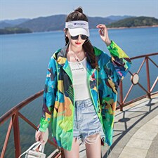 2025夏季新款迷彩印花防晒衣女中长款欧货宽松大码轻薄透气开衫潮，女装防晒衣，可可小西