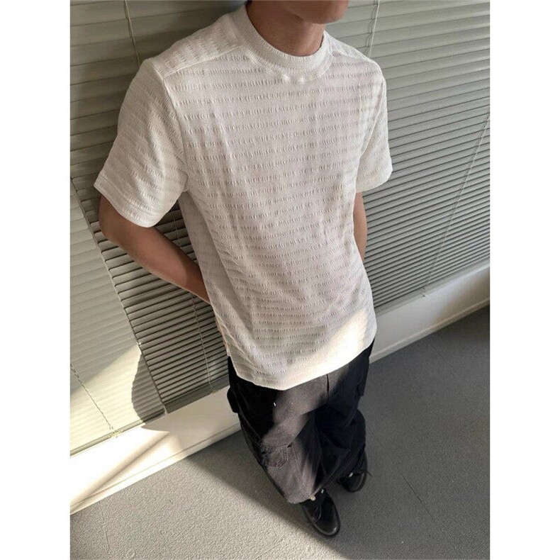 原版夏季肌理提花短袖ZX0131-特批40,男装T恤,星座313A(原308A-2)