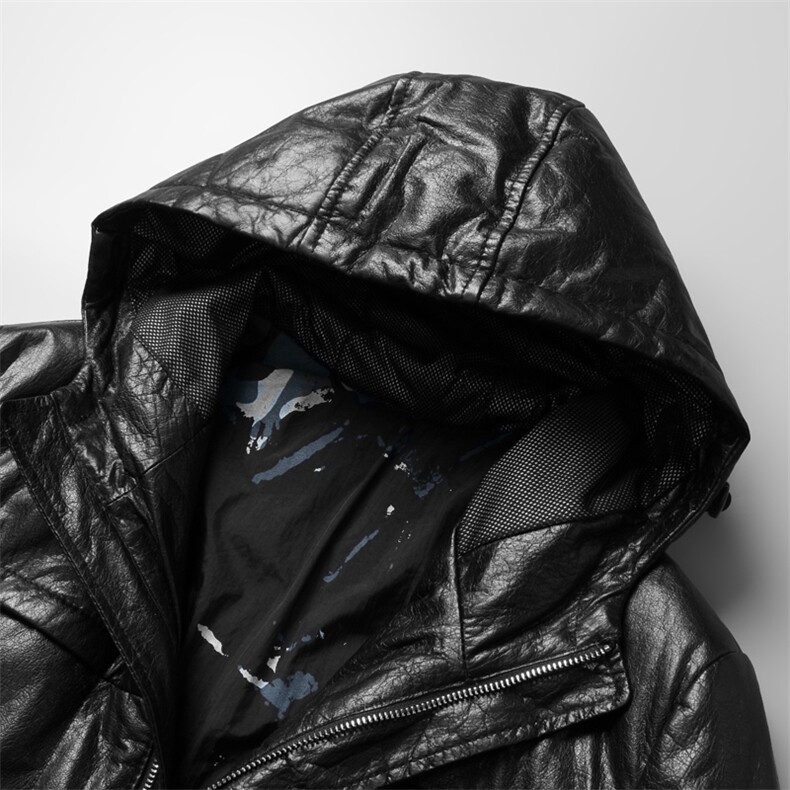 W21126海宁皮衣男头层牛皮白鸭绒羽绒服连帽皮风衣冬P800，男装皮衣，电商B360