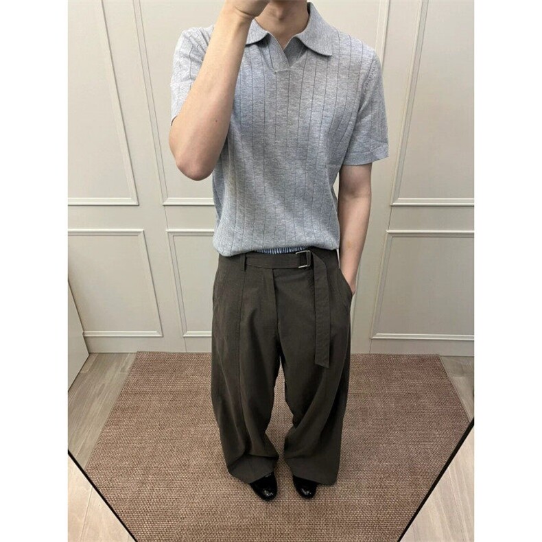 MT66LL-特P49老钱风穿搭针织短袖男高级感翻领t恤美式,男装T恤,星座1007（原301D）