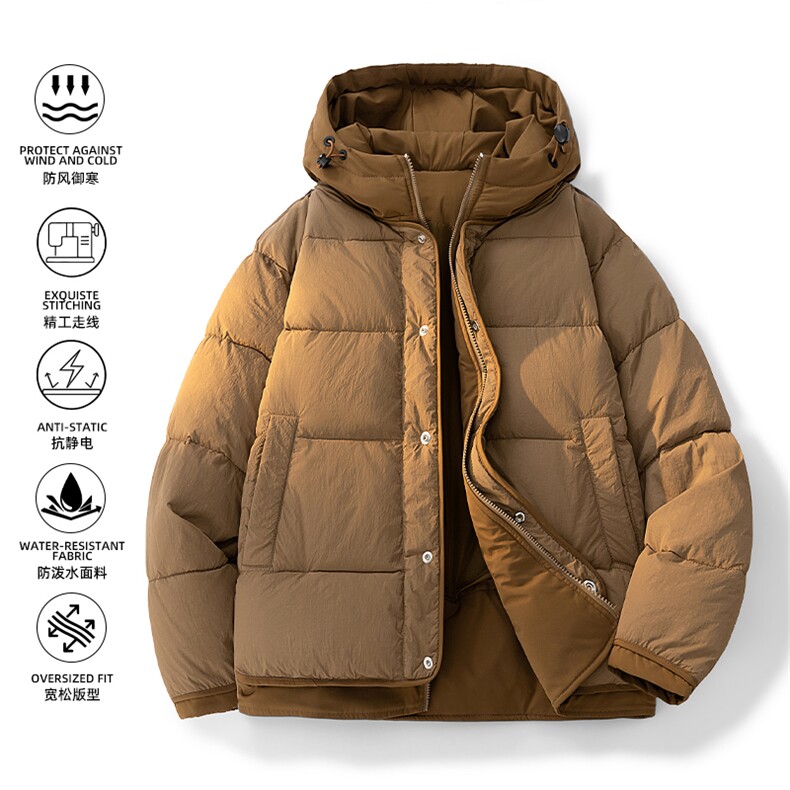 日系复古假两件连帽棉衣男冬季宽松情侣冬季棉服M0829-P103,男装棉衣,星座308B-2