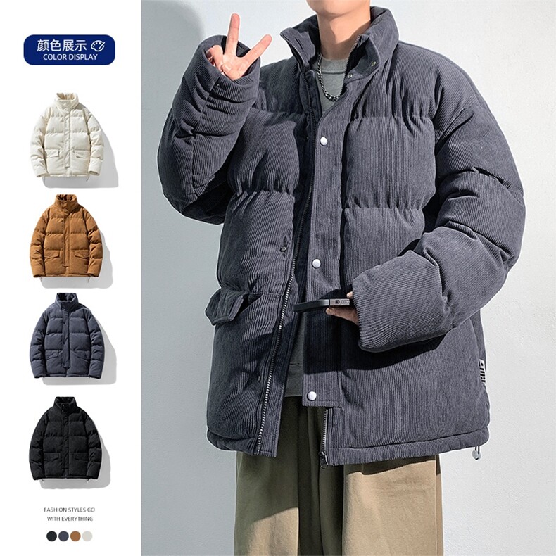 羽绒棉服男冬季休闲冬装潮牌加厚保暖灯芯绒外套男M0776-P105图片