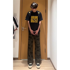 美式复古迷彩牛仔裤男直筒显工装裤513CK1607常规P37加绒P45，男装牛仔裤，星座513A