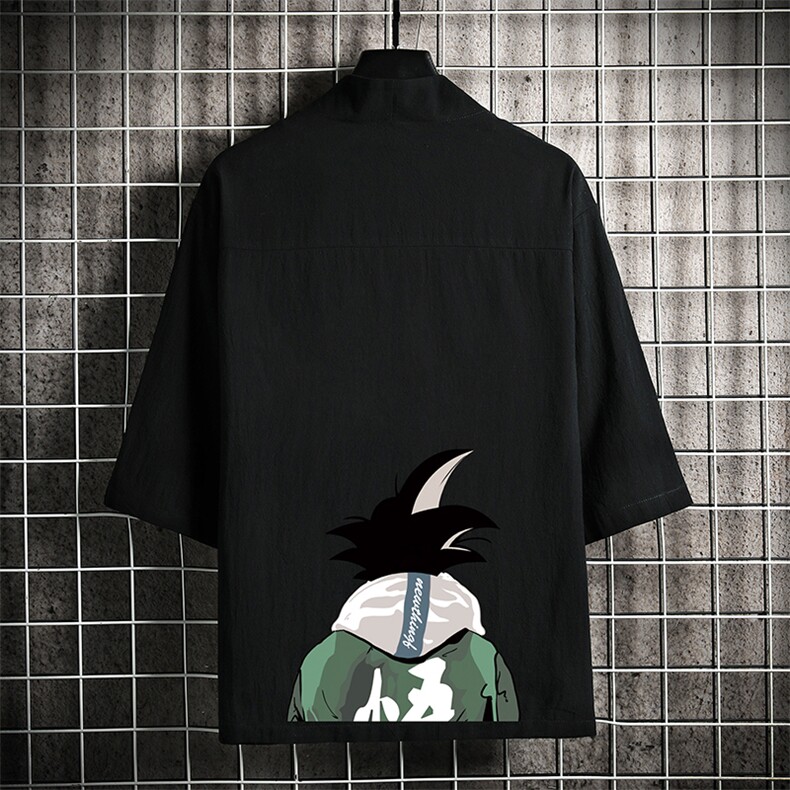HF59005-P40风汉服男开衫外套七分袖道袍网格挂拍,男装民族服装,电商A040A