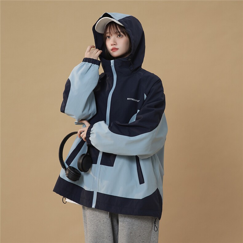 现货中性春季宽松拼接夹克潮休闲连帽冲锋衣XZ811A-JK3014-P88,男装夹克,星座811A