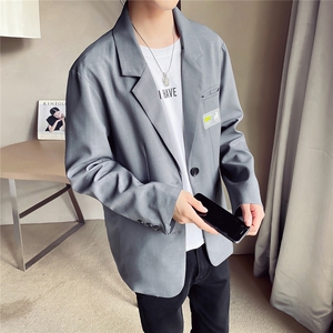 W203 休闲西服男翻领外套男士秋季帅气小西装贴标 P95 卡其色图片