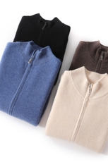 秋冬新款男士羊毛衫加厚保暖开衫时尚百搭休闲外套，男装羊毛衫，牧圣羊绒