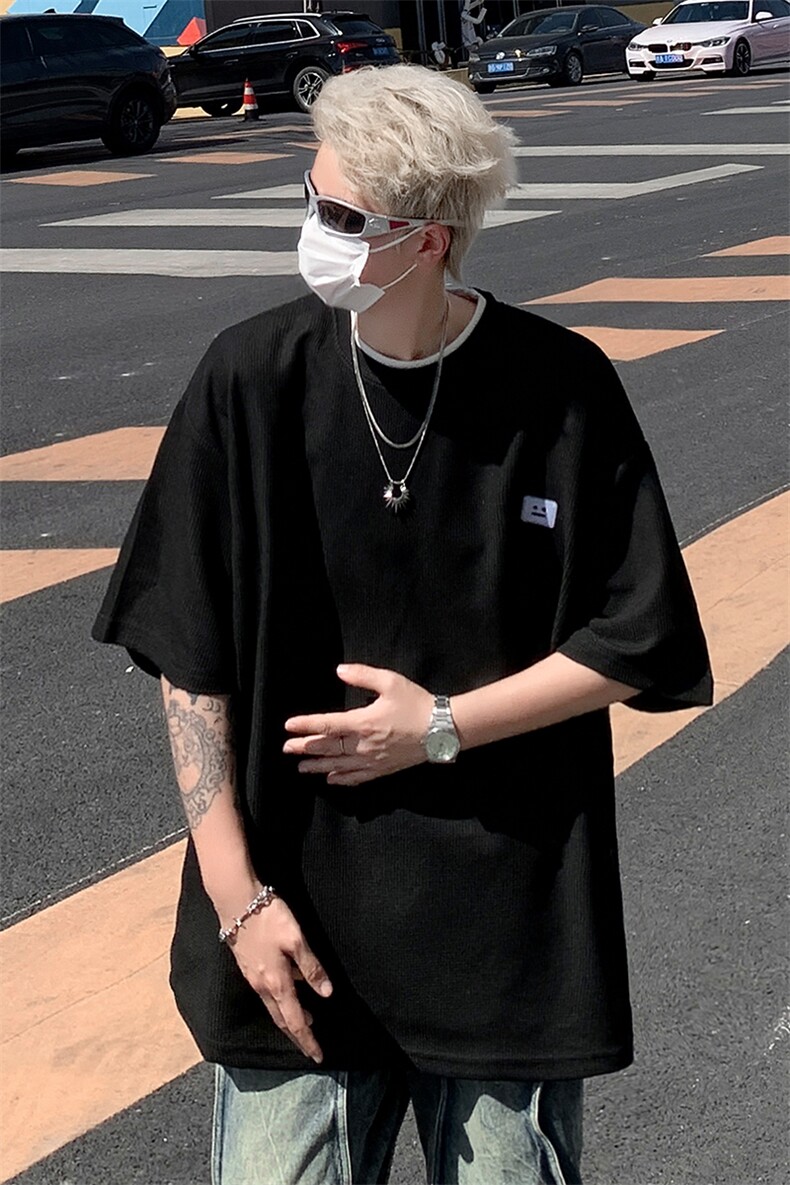 8XL-M重磅！特大码T潮牌上衣男中性华夫格短袖T恤DX304P25控39,男装T恤,电商D206-1