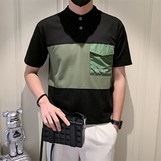 夏社会小伙高级感拼接撞色POLO衫短袖T恤A210-A212-P58控78，男装T恤，星座210-3
