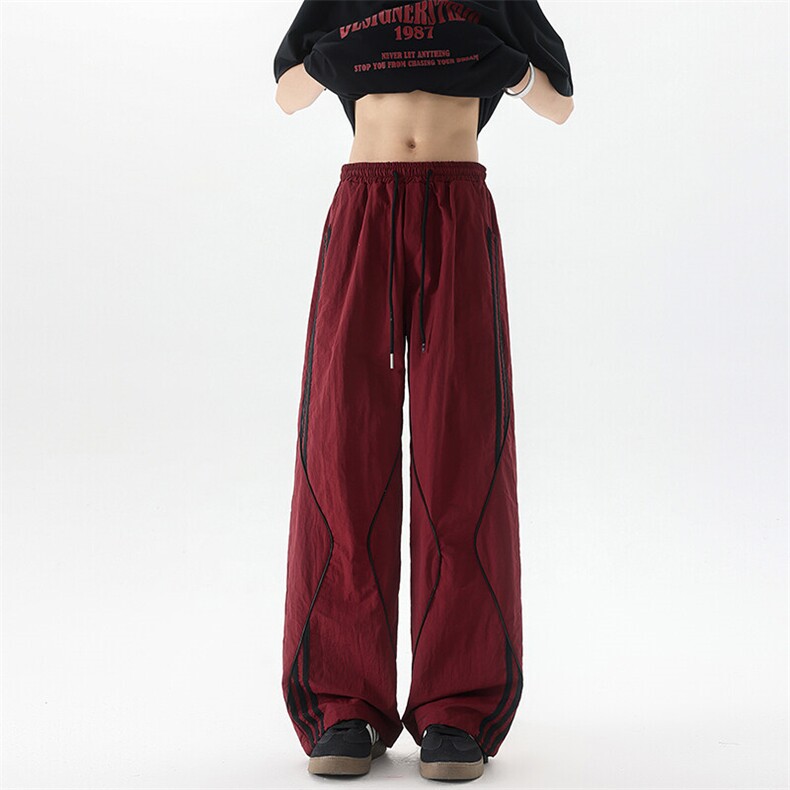 美式高街条纹裤子男夏季冰丝宽松冲锋户外工装伞兵阔腿裤KZ047P55,男装休闲裤,电商B312