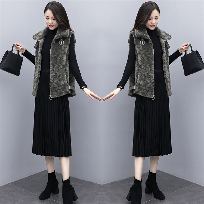 马甲女2021冬季新款韩版休闲外搭仿皮草外套时尚獭兔毛马夹上衣潮,女装皮草,素月