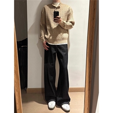 秋季新款竖条纹毛衣男日系高级感宽松休闲长袖衬衣潮SW5342，男装针织衫/毛衣，星座516A