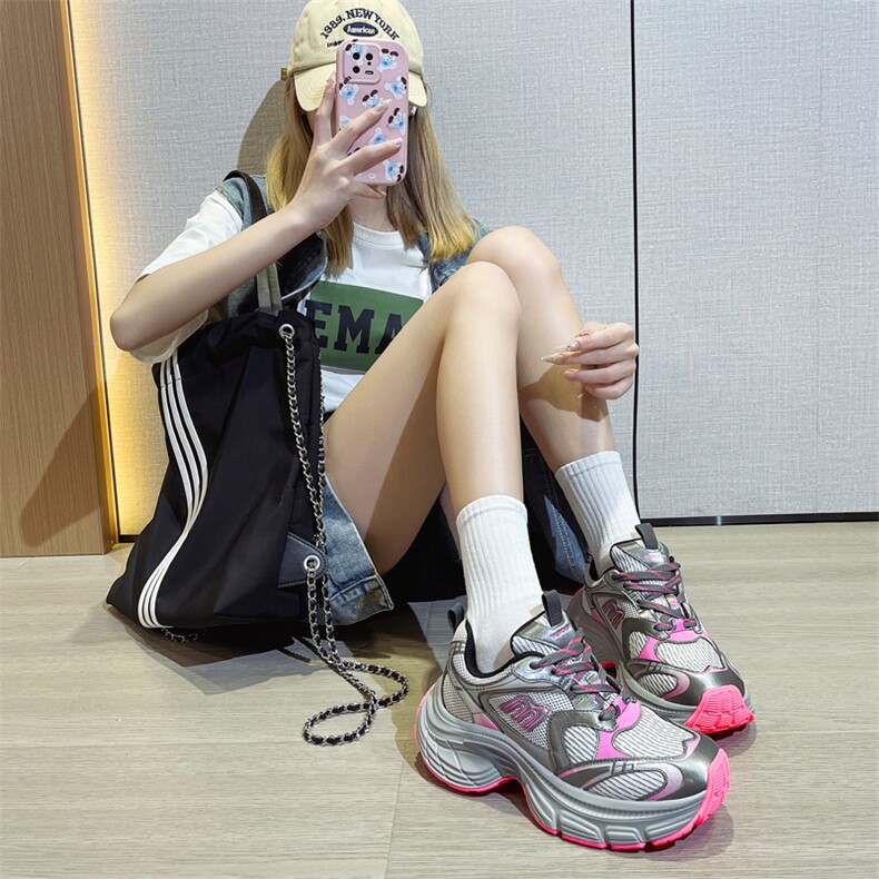 巴黎老爹鞋女2024春夏新款明星同款透气厚底增高休闲运动跑步鞋潮,女鞋休闲鞋,电商A223
