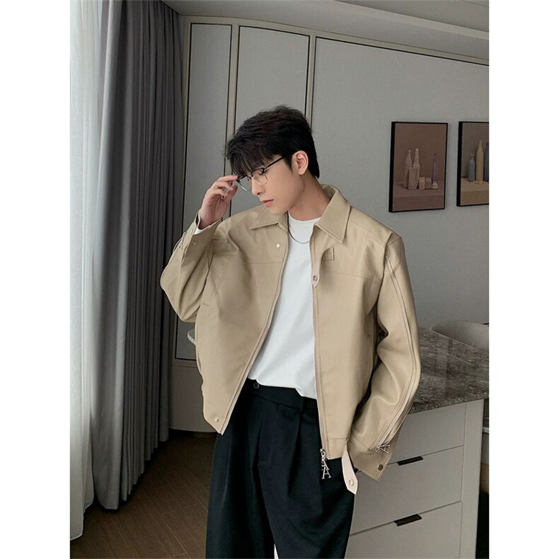 网图有货 秋季休闲夹克外套男痞帅Pu皮衣机车服上衣 A791-P78图片